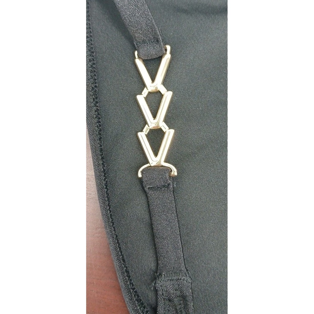 VS Black Brazilian Gold Chain Strap Bikini Bottom New Size M - Picture 2 of 8